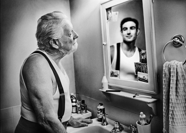 old man reflection